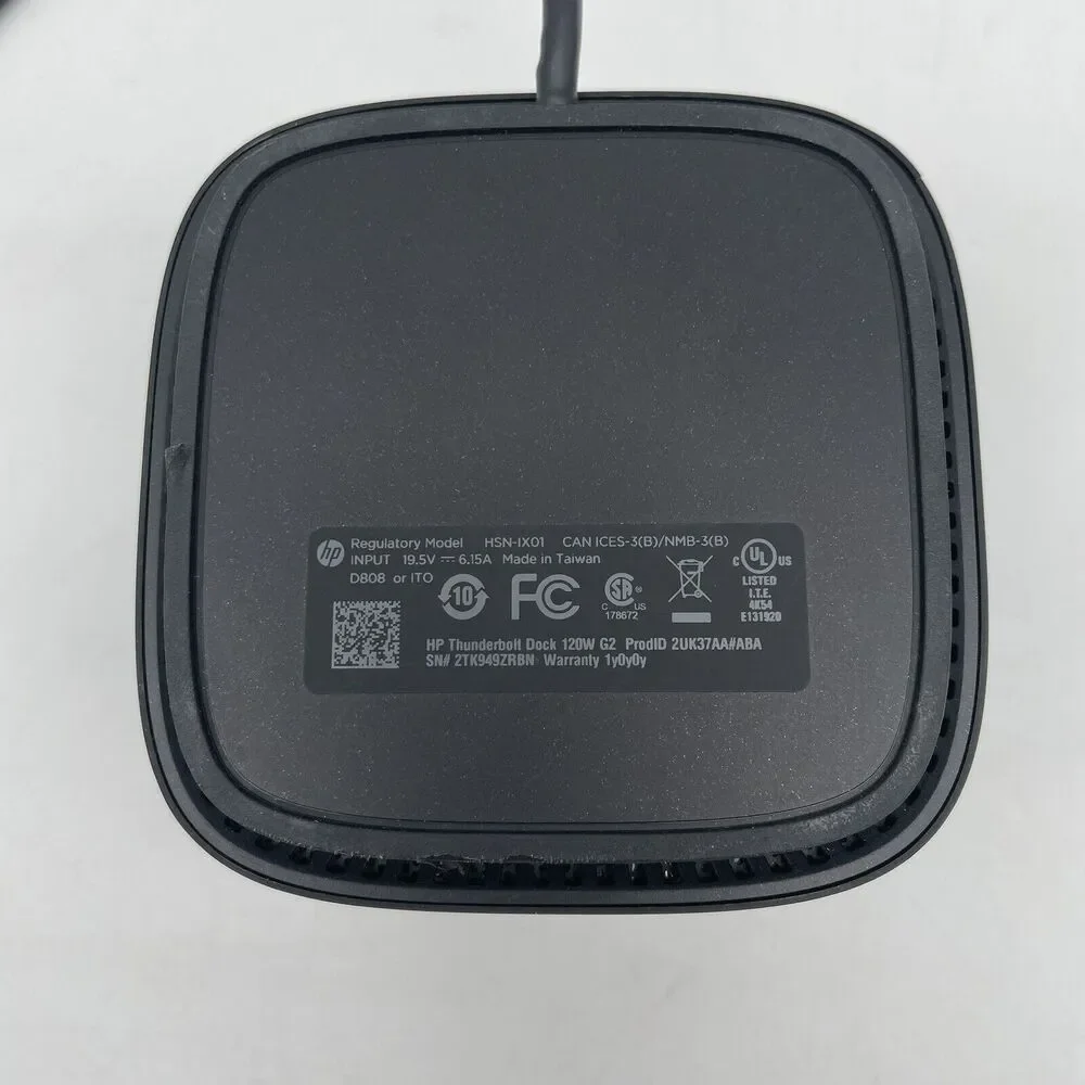HP G2 Docking Station Thunderbolt 120W 4K HSN-IX01 TypeC USBC NO AC ADAPTER